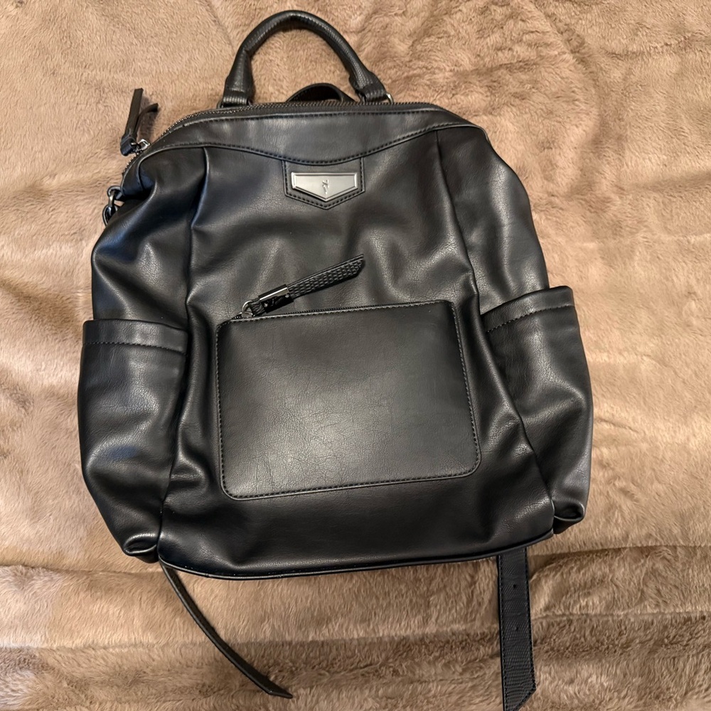 Stylish Black Leather Men's Backpack